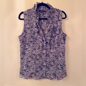 Anne Klein women’s blouse. Black black and white print. Button front size 14.